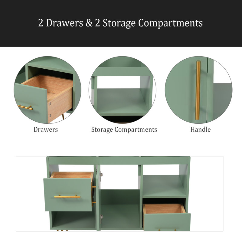 Meuble-lavabo de 36 po sans lavabo, meuble-lavabo simple autoportant moderne avec 2 tiroirs et 2 compartiments de rangement, meuble de rangement pour la salle de bain, meuble-lavabo avec cadre en bois massif