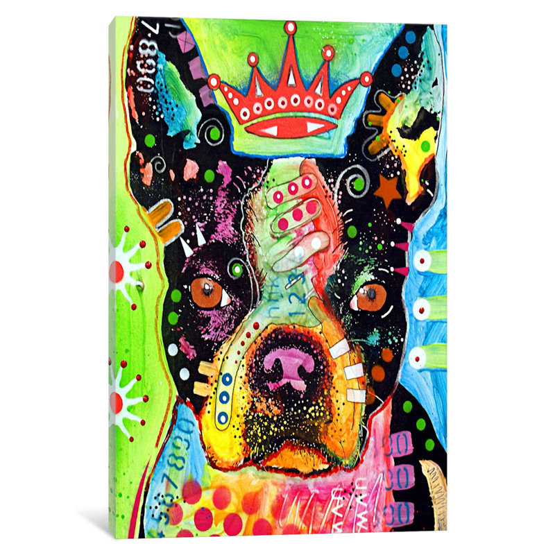 Boston Terrier Crowned by Dean Russo - Wrapped Canvas Print, 66.04 cm H x 45.72 cm W x 3.175 cm D