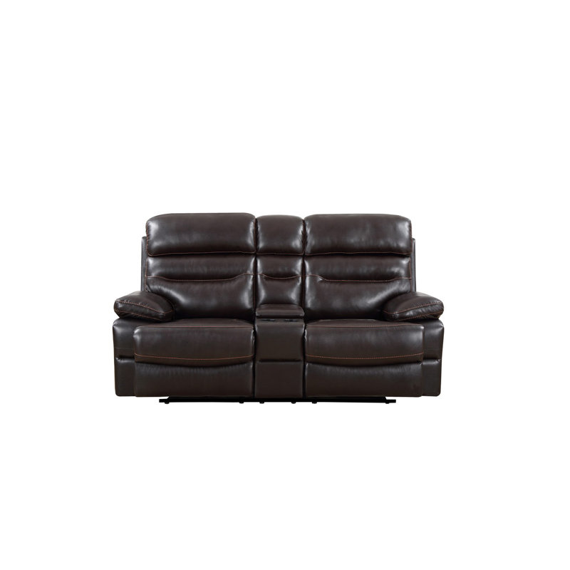 Causeuse inclinable avec rangement 78 po Gracie Mills, 78" W, Brown Faux Leather