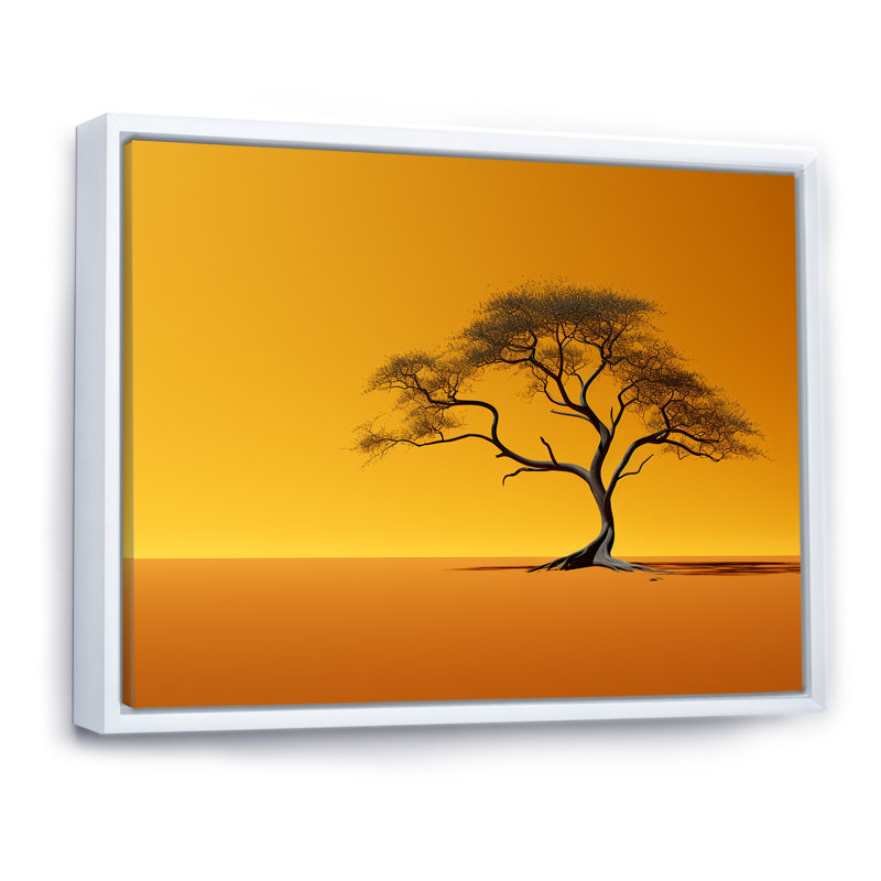 Arbre africain Aura I - reproduction d'art sur toile, arbre africain, Cadre flottant blanc, H 34 po x l 44 po x P 1,5 po