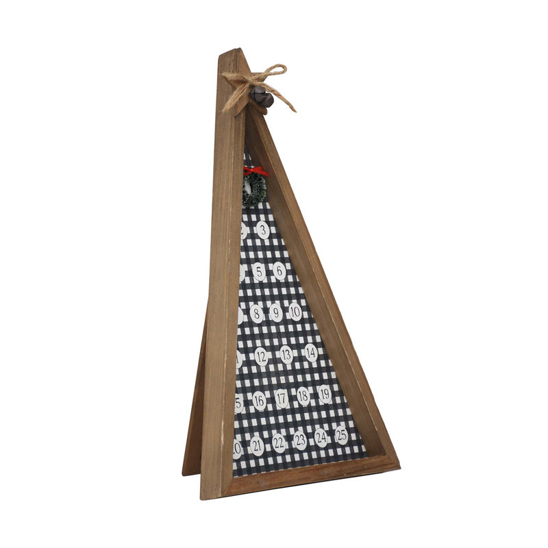 Freestanding Tree Shaped Christmas Advent Calendar With Wreath Magnet