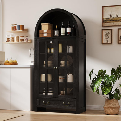 71" Arched Kitchen Pantry Cabinet,Storage Cabinets with Adjustable Shelves and Drawers by Lark Manor