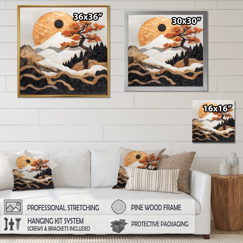 Mystique charme de la forêt japonaise - Paysage japonais, art mural, salon, H 30 po x l 30 po, Toile tendue