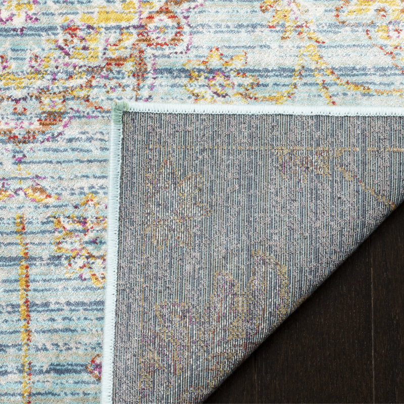 Beausejour Viscose Oriental Rug in Blue/Multi, Rectangle 4' x 5'7"
