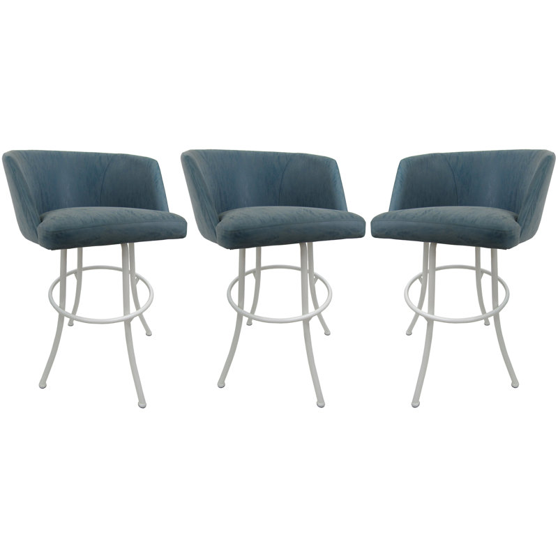 Joey 30'' Swivel Bar Stool with Black Upholstery & White Frame