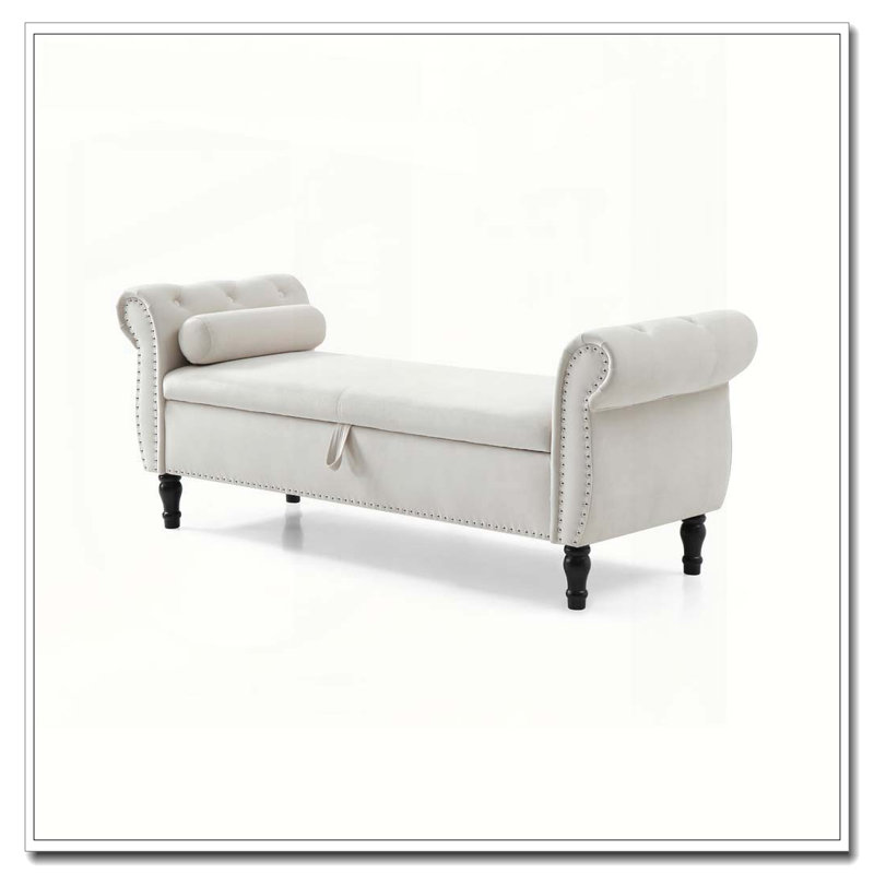 63 po. Velours 63 po. Rangement multifonctionnel., Beige