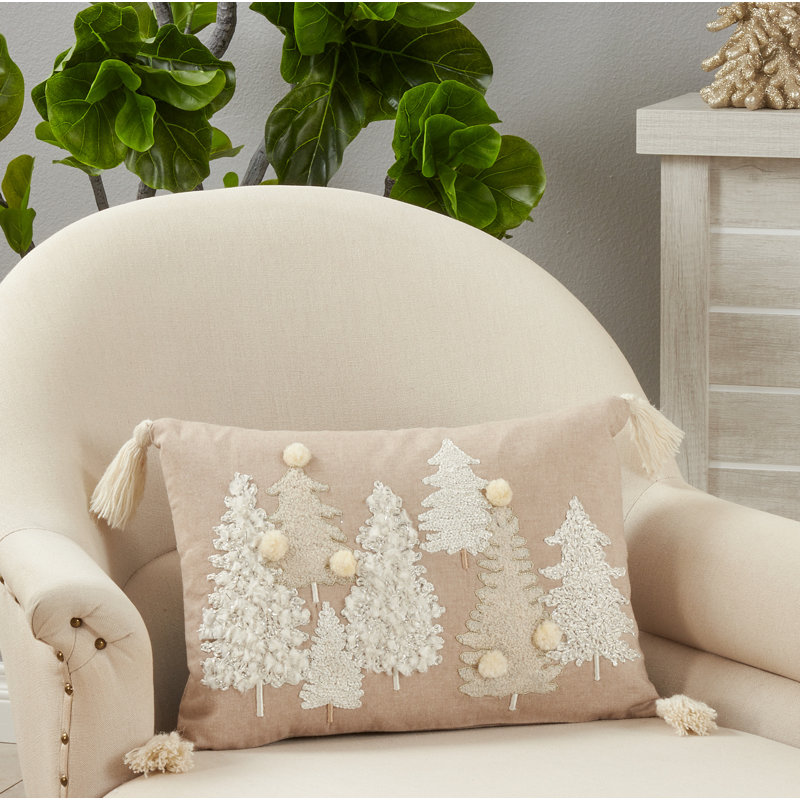 Evangelina Collection Embroidered Cotton Throw Pillow, Polyester/Polyfill