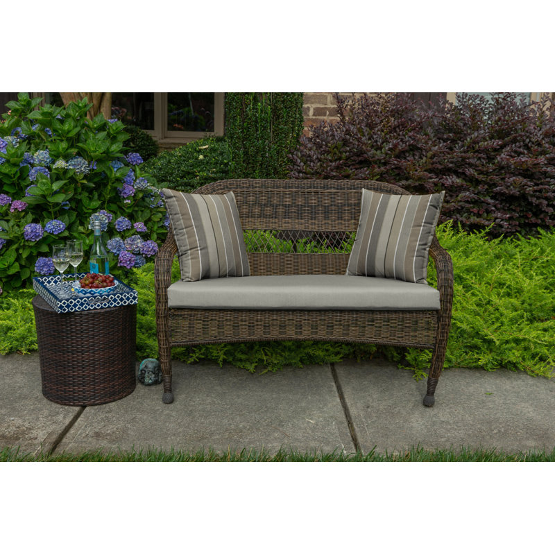 Casual Cushion Solid Sunbrella® Fabric 1-Piece Indoor/Outdoor Wicker Bench Cushion, 43.5"W x 19.5"L, Spectrum Dove