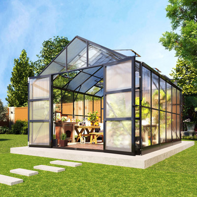  Serre en polycarbonate Grer’s Haven AMERLIFE avec 4 évents de toit et gouttière