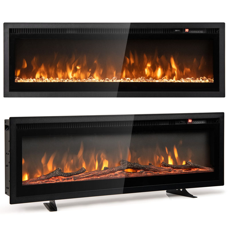 Metro Lane Black Electric Fireplace, 34.1cm H x 102cm W x 14.2cm D