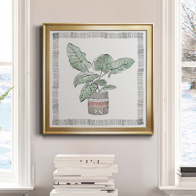 Elephant Ear - Peinture sur toile encadrée, H 34,5 po x l 34,5 po x P 1,5 po, Or