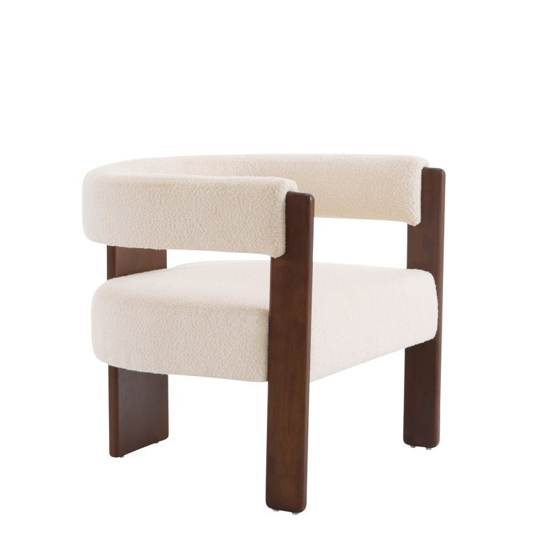 Melanney Modern Upholstered Fabric Accent Armchair, Beige Boucle
