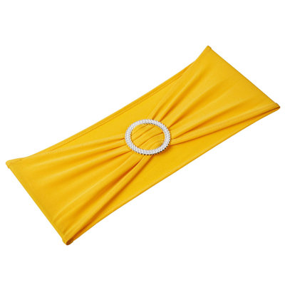 Stretch Spandex Chair Sashes with Round Buckle 50 Pack Golden Elastic Chair Bands for Wedding Banquet Party Dining