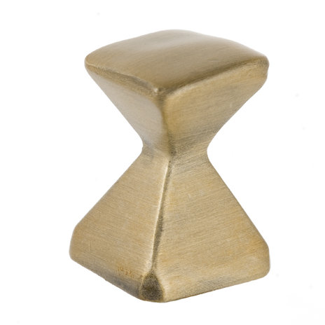 Forged 2 Square Knob, Antique Brass, 0.875" H x 0.875" W x 1.25" D
