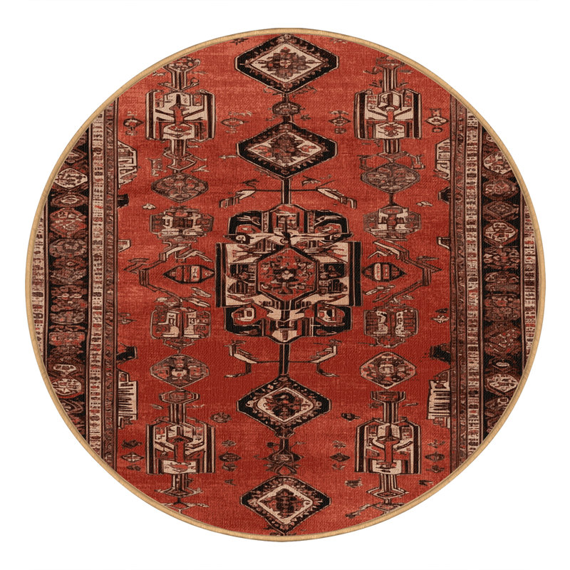 Tapis brun lavable à la machine, Rond 6 pi
