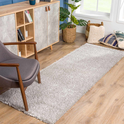 Tapis gris en polyester tissé à la main de couleur unie Francique