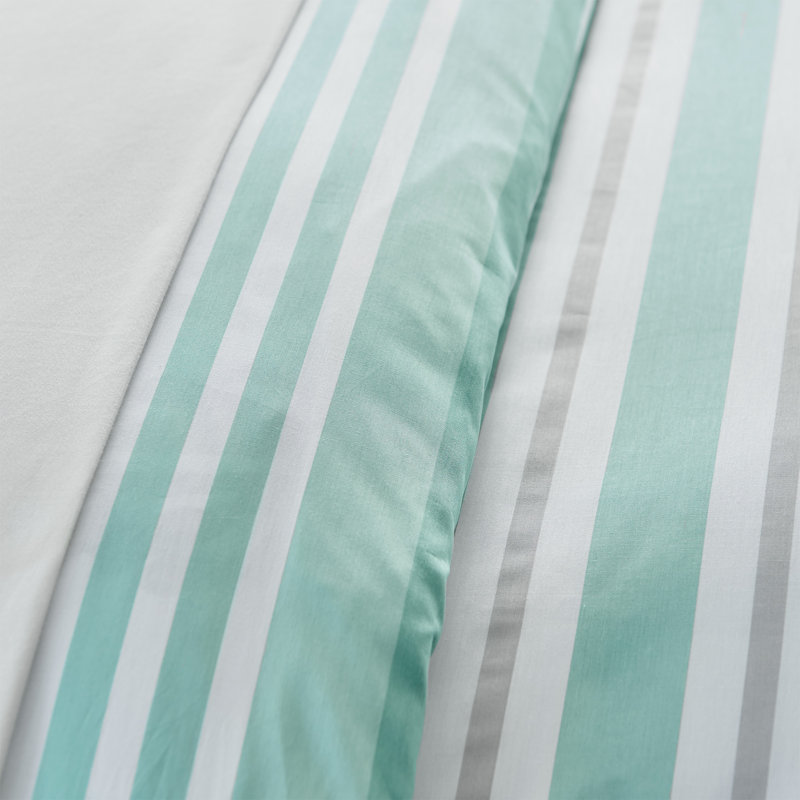 Teal and White Cotton Twin Reversible Duvet Set