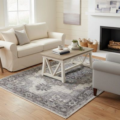 Tapis traditionnel à bordure médaillon durable Honig