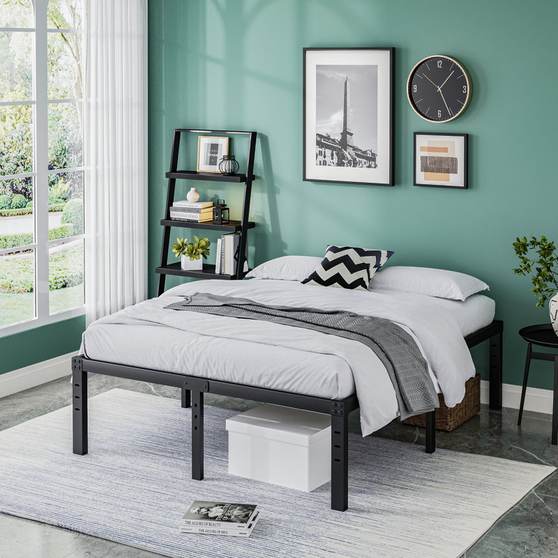 Ottery Heavy Duty 18" Metal Bed, No Box Spring Needed, Slots for Headboard Attachment, No Noise, Full / Double