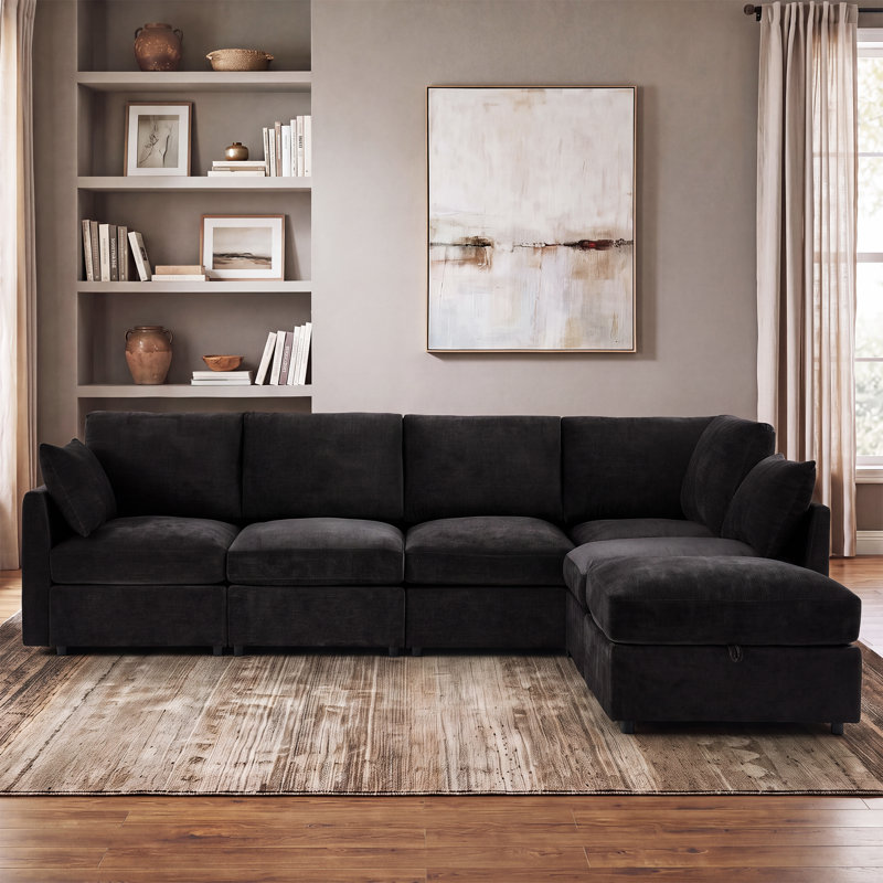  Canapé modulaire en U Sarang, Chenille noir