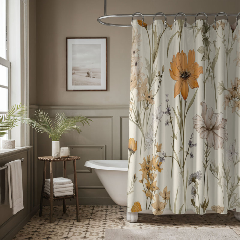 Rideau de douche 1 pièce Rustic Petals, H 74 po x l 71 po