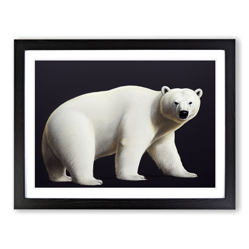 The Enticing Polar Bear - Single Picture Frame Print, Black, 46cm H x 64cm W