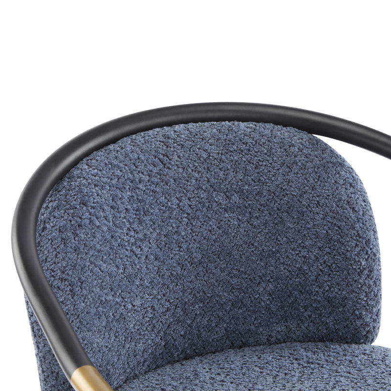 Tabouret de comptoir rembourré en tissu 26 po Rochin, Boucle bleu marine 