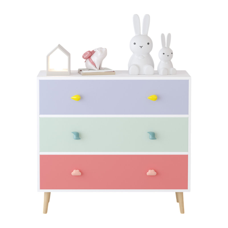3 Drawer Storage Cabinet for Toddler Child for Living Room, Colorful