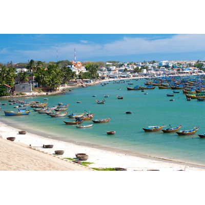 Fishing boats in the harbor of Mui Ne, Vietnam Wall Art on Canvas