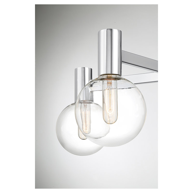 Rorem 5 - Light Shaded Modern Linear Chandelier in Chrome, Chrome, 5 Lights