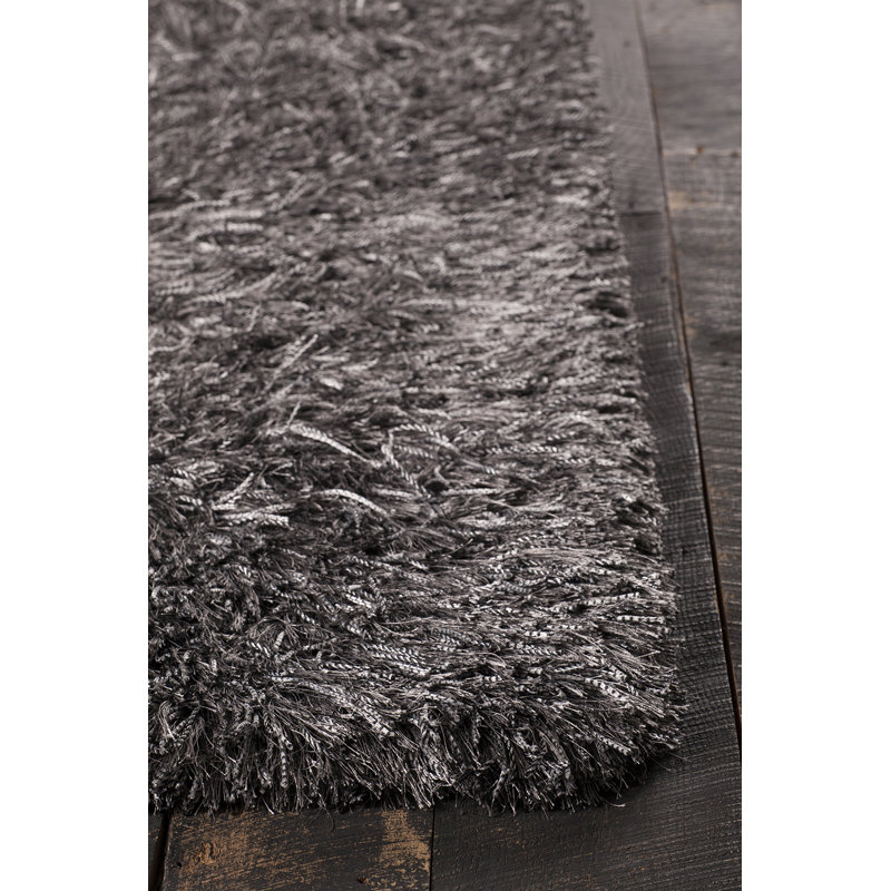 Tapis gris/noir tissé à la main Spellman, Rectangle 5 pi x 7 pi 6 po