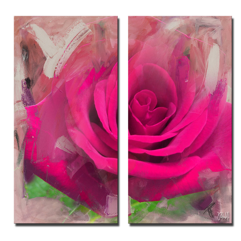 Art sur toile tendue 2 pièces peintes de pétales peintes, H 40 po x l 40 po x P 1,5 po