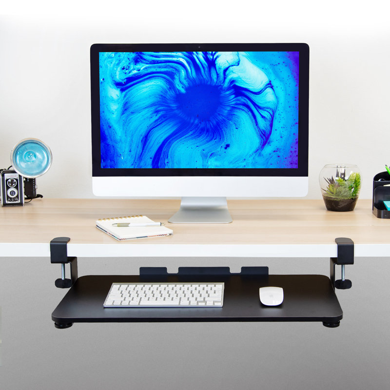 Mount-It! Ergonomic Sliding Under Desk Clamp Keyboard Tray and Mouse Platform, 26.4" x 11.8"