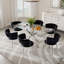 Ensemble de salle à manger à piédestal transparent avec fauteuil de salle à manger en velours ciel-283025998-283025987-283026106