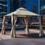 Pavillon de jardin extérieur en acier 10 'x 10' avec rideaux d'intimité en polyester