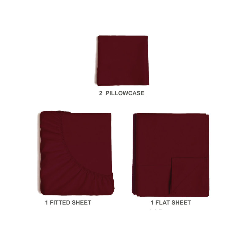  Ensemble de draps en rayonne de bambou 4 pièces Premium Luxury, Ensemble de draps pour lit simple avec deux taies , Marron