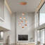 Lustre cascade moderne en or rose à 8 lumières avec DEL à intensité variable intégrée, couvercles sphériques réglables à 45 °, cordon extra long de 118 po pour plafonds hauts, luminaire suspendu en grappe Cascade pour vestibule à plafond haut, salle à manger, cage d'escalier