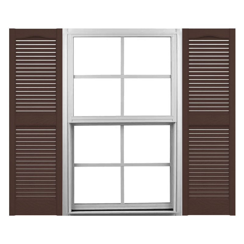 55" Beige Vinyl Louvered Decorative Shutters Pair