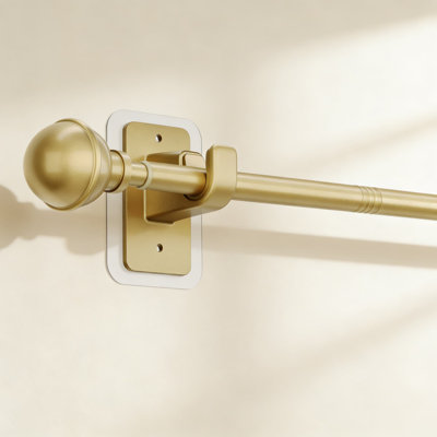 No Drill Curtain Rod With Adhesive Brackets, Adjustable Tension Rod For Windows, Damage-Free Installation For Renters, Holds Up To 16 Lbs, Tool-Free Mounting