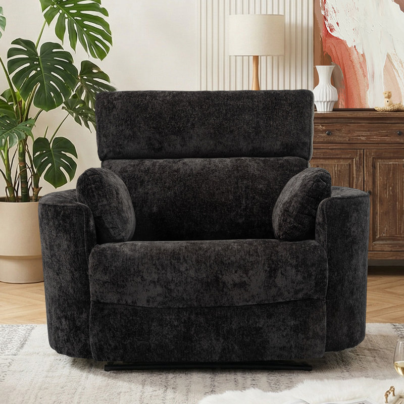 Fauteuil inclinable électrique surdimensionné pour grand et grand avec ports USB, Chenille noir