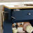 Blue Wheeled Kitchen Trolley With Folding Table And Dining Seating Area, Including Towel Rack And Storage.-1632475657-1632475659