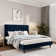Stauton Upholstered Platform Bed with Velvet and Striped Headboard