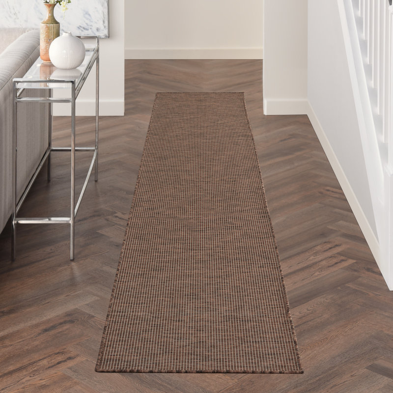 Tapis terre cuite intérieur / extérieur Lillehammer, Brun, Tapis de couloir 2 pi 2 po x 10 pi