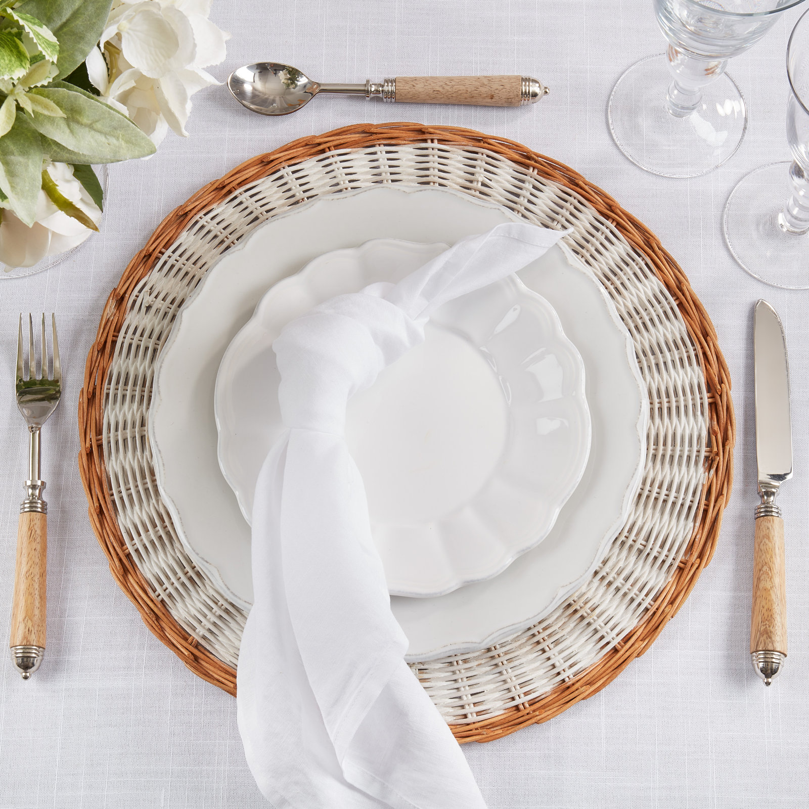 Caliban Reversible Linen Napkin, White