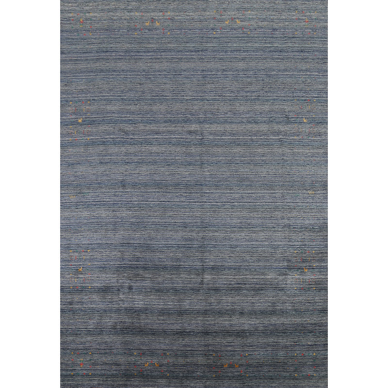 Tapis rayé bleu et gris Gabbeh