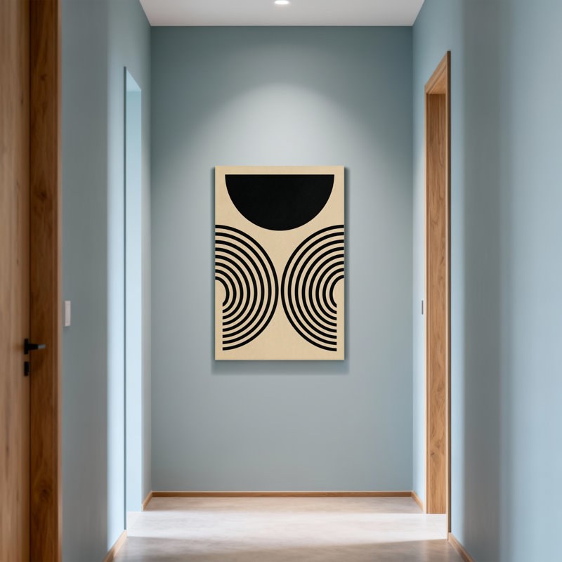 Motif demi-cercle et anneaux concentriques noir Fashion, H 36 po x l 24 po