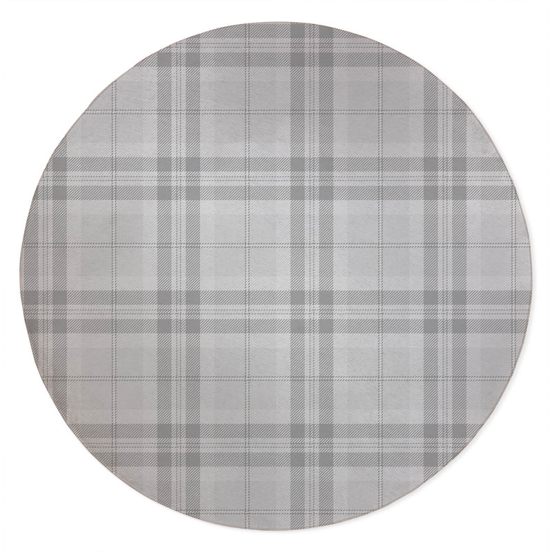 Vinny Tartan Non-Slip Outdoor Rug, Round 5'