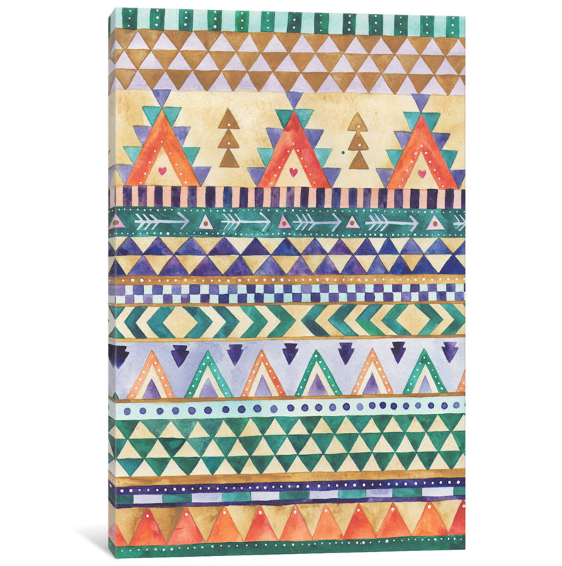 «Aztec», reproduction d'art sur toile, H 26 po x l 18 po x P 1,5 po, Toile tendue, Pas de tapis