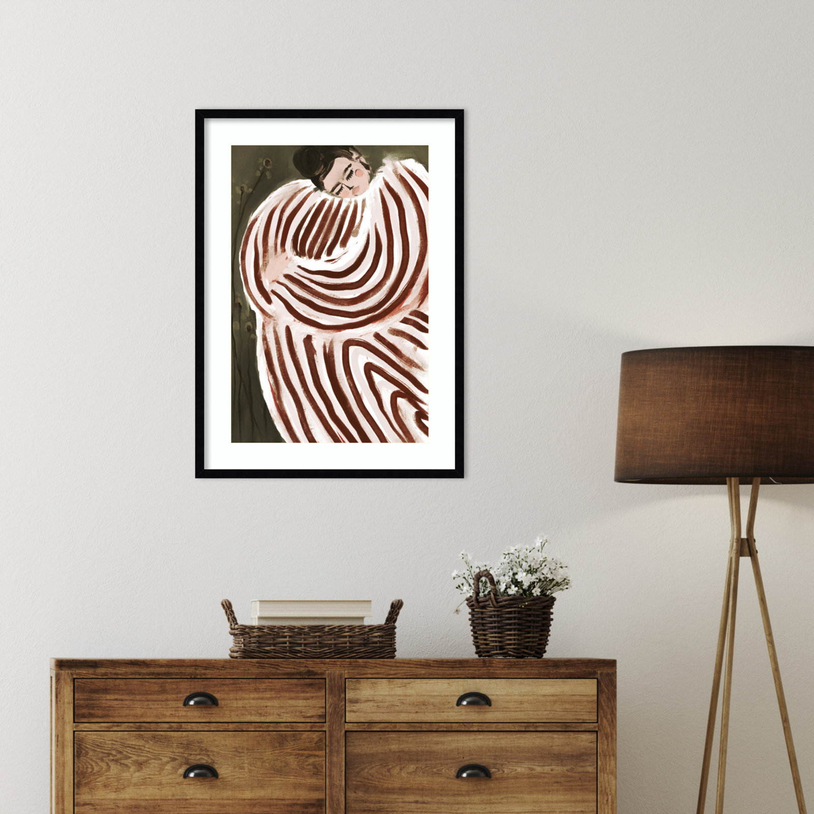 Sleeping Princess by Treechild Wood Framed Wall Art Print, 33" H x 24" W, Black 