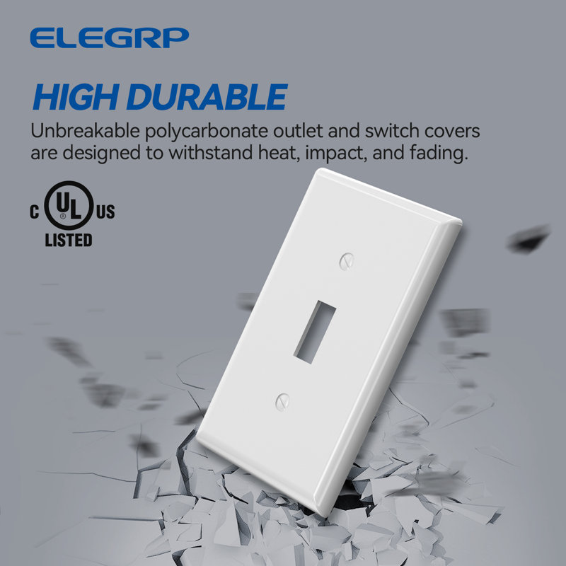 1-Gang Midsize  4.9"X 3.15" Toggle Switch Wall Plate,UL Listed, Glossy Black（20 Pack）, White